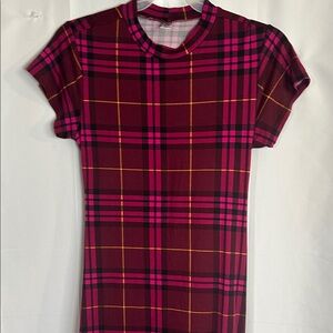 Plaid Maxi Dress - Pink and Yellow
